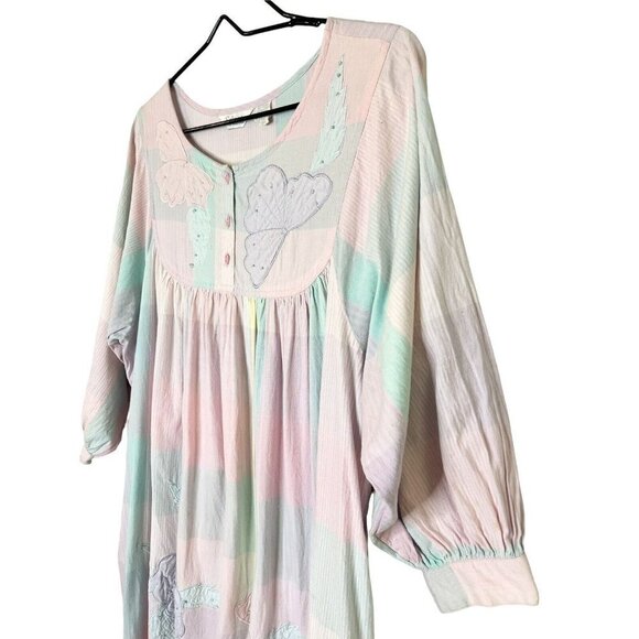 Vtg Nightgown Large Pastel Cotton Prairie Cottagecore Patchwork Dolly - Picture 5 of 16